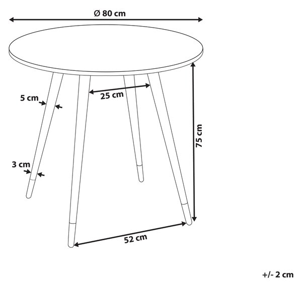 Jedálenský stôl biely mramorový efekt doska z MDF ⌀ 80 cm kovové nohy lesklý povrch okrúhly glamour