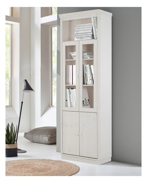 Biela vitrína z borovicového dreva 74x223 cm Anita – Støraa