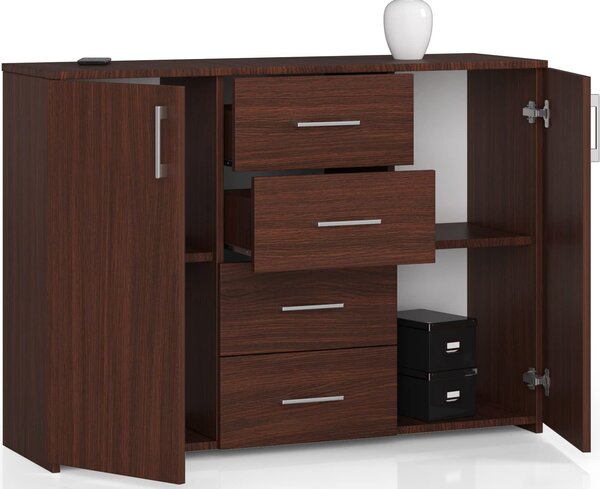 Komoda so 4 zásuvkami a 2 dvierkami, 110x80x35, obývacia izba, Venga