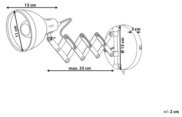 Nástenná lampa čierna kovová 33 cm nastaviteľné rameno a tienidlo industriálny dizajn