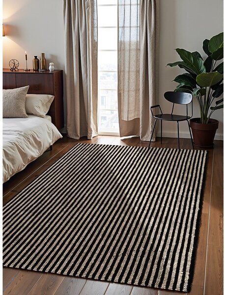 Čierny ručne tkaný jutový koberec 160x230 cm Harvest Ebony – Elle Decoration