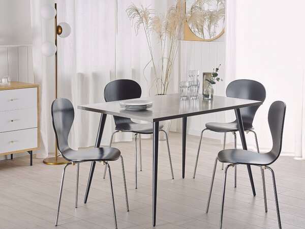 Jedálenský stôl sivý betónový efekt čierne kovové nohy 120 x 80 cm obdĺžnikový tvar pre 4 osoby moderný glamour štýl kuchyňa jedáleň