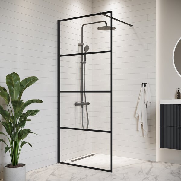 Badplaats Sprchová Zástena Essos 80 x 200 cm – ierna – Walk-In Sprchový Kút 8 mm Bezpenostné Sklo