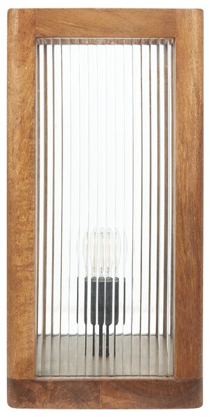Stolná lampa svetlé mangové drevo so sklenenými panelmi industriálny dizajn moderné domáce dekorácie osvetlenie