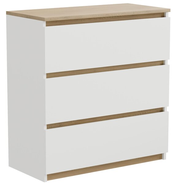 Komoda - 60x77x37 cm - biela - s 3 zásuvkami - stabilná - moderná - do obývačky spálne