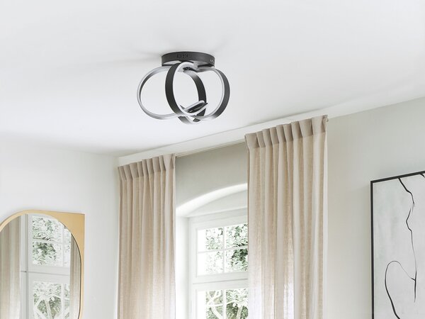 Stropné svietidlo čierne kovové hliníkové s LED svetlami v tvare špirály dekoratívna moderná glamour lampa
