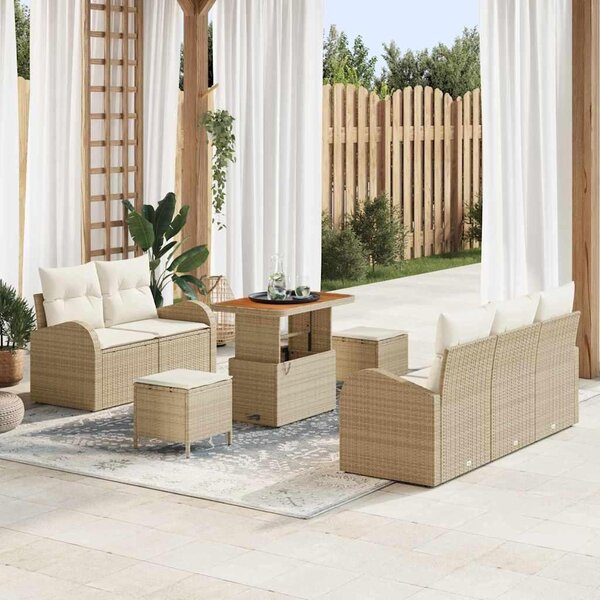Maison Exclusive - Záhradný nábytok s vankúmi 8 ks Béový Poly-rattan