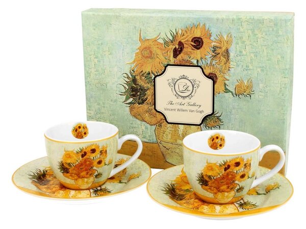 Duo Súprava 2 ks porcelánových hrnčekov Van Gogh Sunflowers 90 ml viacfarebná