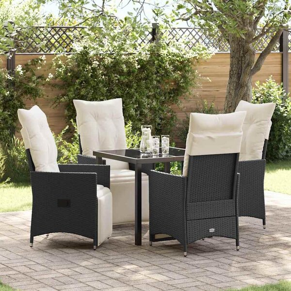 Maison Exclusive - Záhradná jedálenská súprava s vankúmi 5 ks ierna Poly-rattan