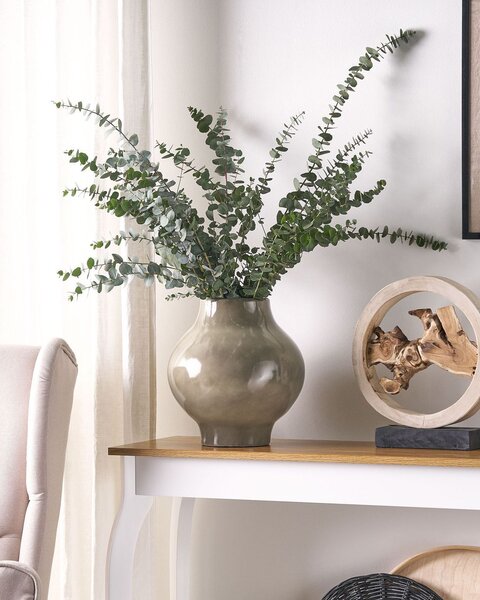 Dekoratívna váza sivobéžová terakotová 31 cm elegantná moderná obývacia izba spálňa
