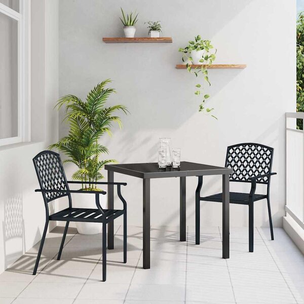 Maison Exclusive – Záhradná jedálenská súprava, 3 kusy, antracitová farba, oceľ s práškovým nástrekom