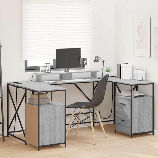 Maison Exclusive – písací stôl, sivý Imitácia dreva Sonoma, rozmer 182 x 101 x 87,5 cm