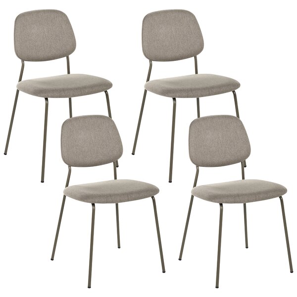 Sada 4 jedálenských stoličiek sivobéžový polyester železné nohy ochranné podložky moderný minimalistický dizajn jedáleň