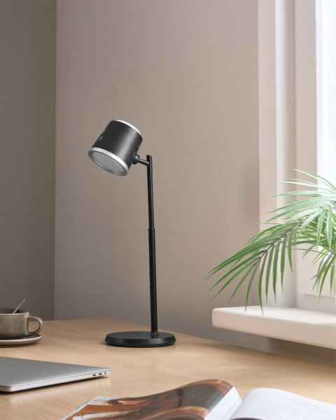Stolná a nástenná LED lampa čierna syntetický materiál 3 režimy teploty svetla so stmievačom nastaviteľná odnímateľná kancelária