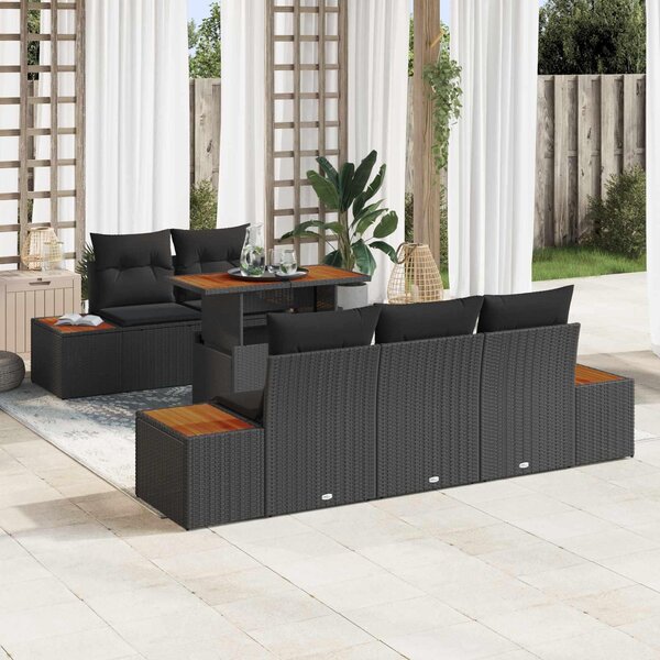 Maison Exclusive - Záhradný nábytok s úloným priestorom 6 ks ierny Poly Rattan