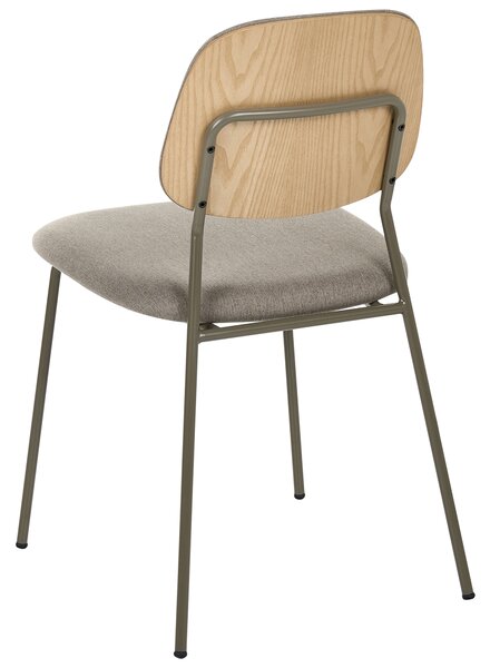 Sada 4 jedálenských stoličiek sivobéžový polyester železné nohy ochranné podložky moderný minimalistický dizajn jedáleň