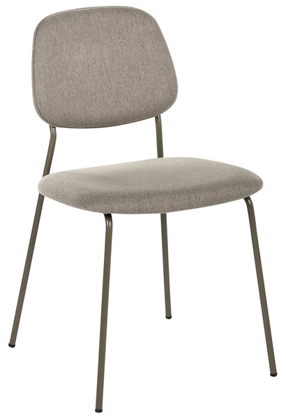 Sada 4 jedálenských stoličiek sivobéžový polyester železné nohy ochranné podložky moderný minimalistický dizajn jedáleň