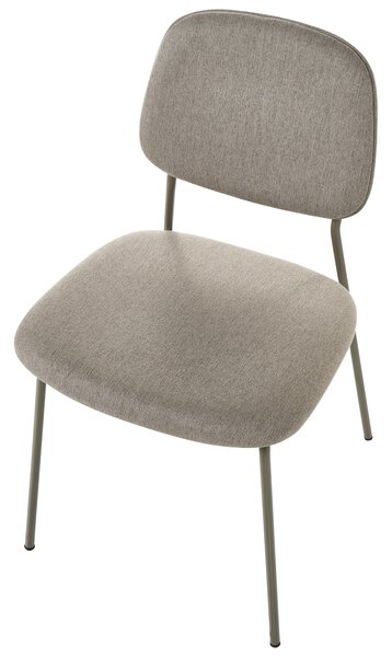 Sada 4 jedálenských stoličiek sivobéžový polyester železné nohy ochranné podložky moderný minimalistický dizajn jedáleň