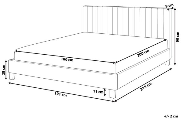 Posteľ svetlosivá polyester 180 x 200 cm prešívané čalúnenie lamelový rošt vysoké čelo moderný štýl spálňa
