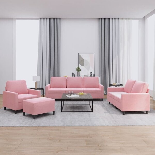 Maison Exclusive – 4-dielna sedacia súprava s vankúšmi z ružového zamatu