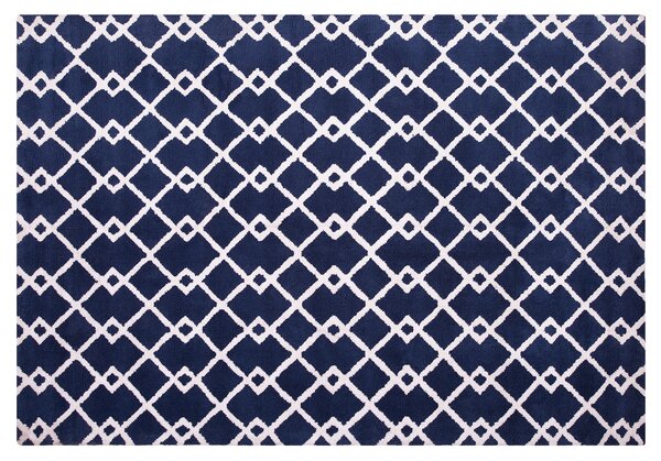 Koberec námornícka modrá polyester 140 x 200 cm geometrický vzor obdĺžnikový tvar moderný štýl obývačka spálňa