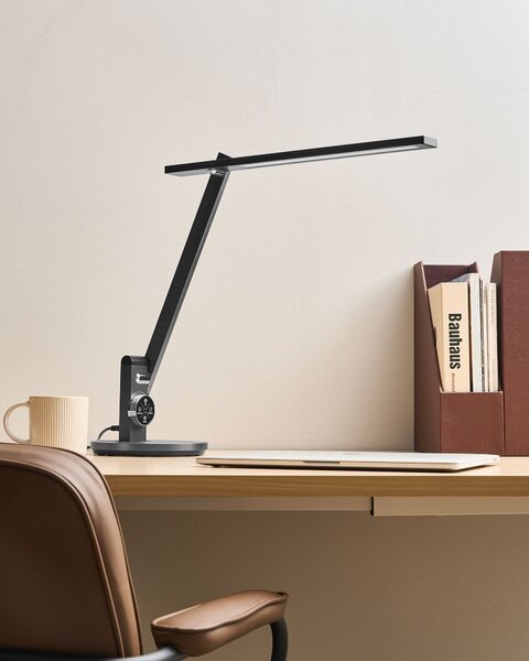 Stolná LED lampa sivá syntetický materiál 3 režimy teploty svetla so stmievačom nastaviteľná kancelária
