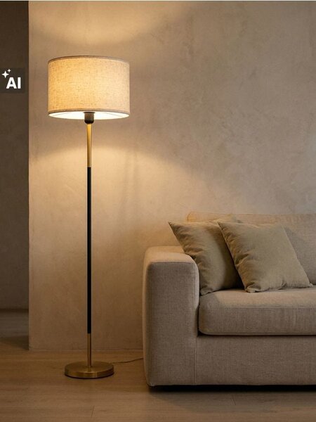 Sinsay - Stojaca lampa s látkovým tienidlom - zlatá