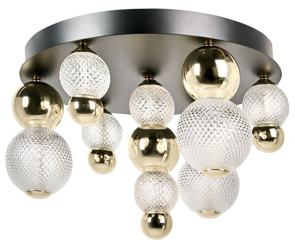 Stropné LED svietidlo zlaté kovové so sklenenými tienidlami glamour osvetlenie obývacia izba spálňa