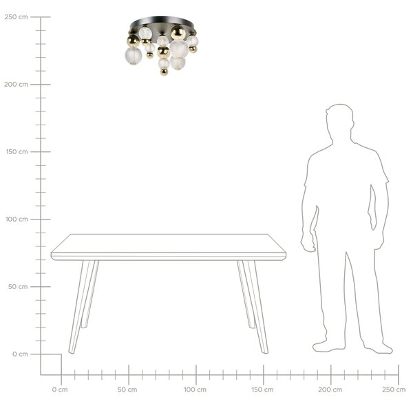 Stropné LED svietidlo zlaté kovové so sklenenými tienidlami glamour osvetlenie obývacia izba spálňa