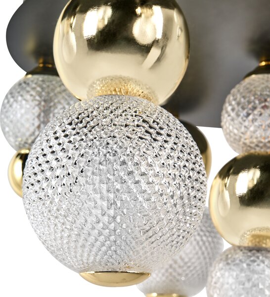 Stropné LED svietidlo zlaté kovové so sklenenými tienidlami glamour osvetlenie obývacia izba spálňa