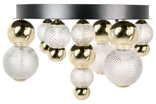 Stropné LED svietidlo zlaté kovové so sklenenými tienidlami glamour osvetlenie obývacia izba spálňa