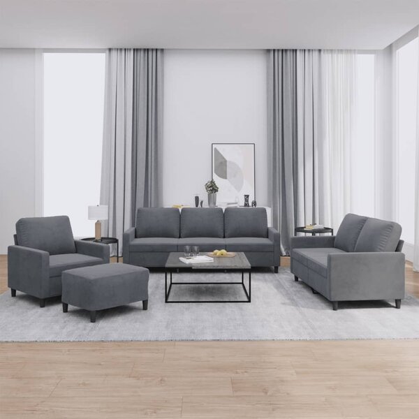 Maison Exclusive – 4-dielna sedacia súprava s vankúšmi, tmavošedý zamat