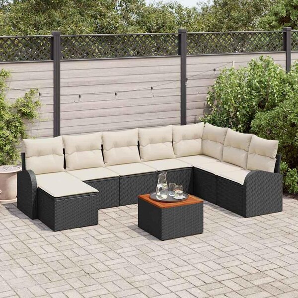 Maison Exclusive - Záhradný nábytok s úloným priestorom 9 ks ierna a krémová Poly-rattan