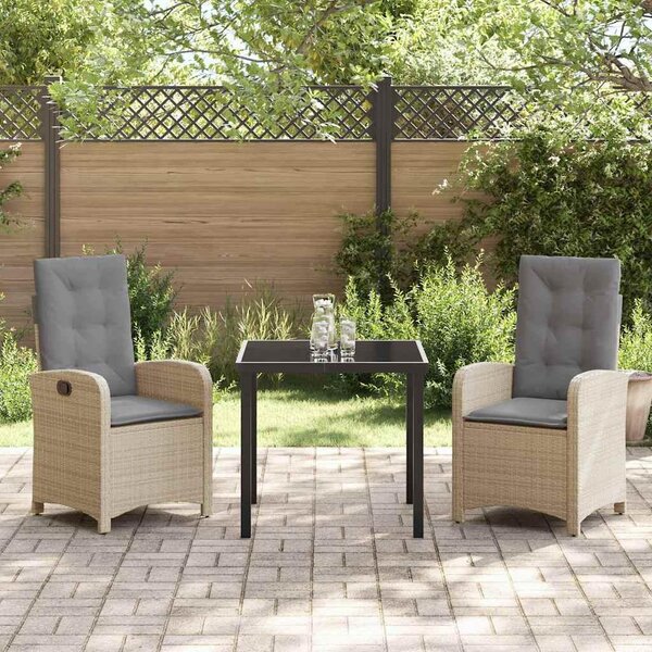 Maison Exclusive - Záhradná jedálenská súprava s vankúmi 3 ks Béová Poly-rattan