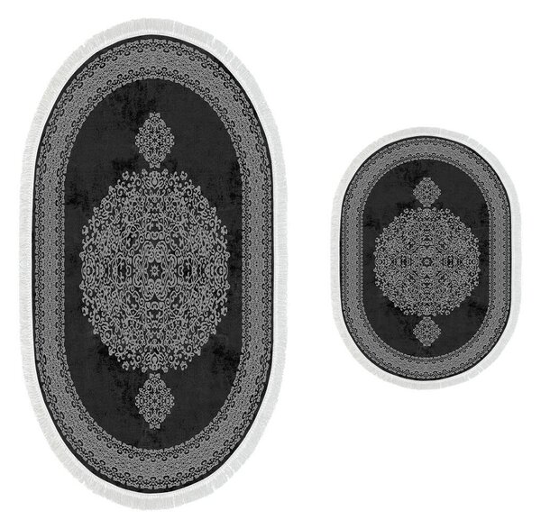 L'essentiel Súprava 2 kusov kúpeľňových predložiek Orient Ornamental Black čierna