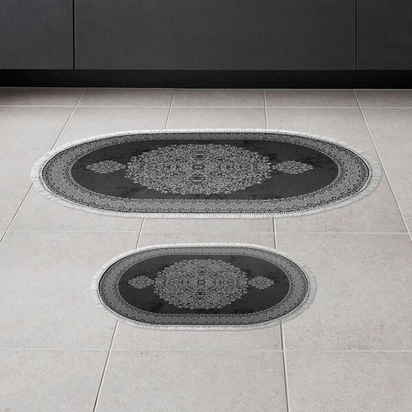 L'essentiel Súprava 2 kusov kúpeľňových predložiek Orient Ornamental Black čierna