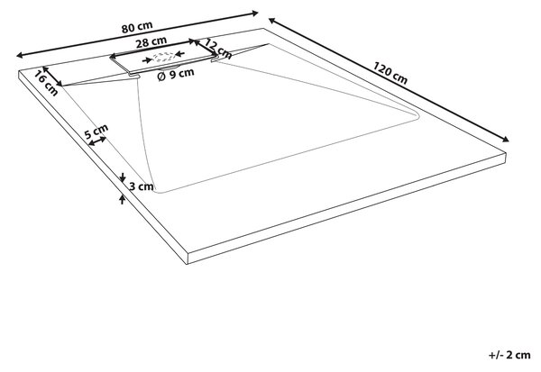 Sprchová vanička s odtokom sivá SMC 80 x 120 x 3 cm obdĺžnikový tvar efekt prírodného kameňa minimalistický štýl kúpeľňa