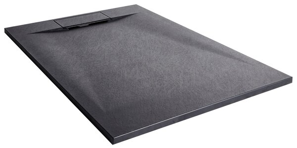 Sprchová vanička s odtokom čierna SMC 80 x 120 x 3 cm obdĺžnikový tvar efekt prírodného kameňa minimalistický štýl kúpeľňa