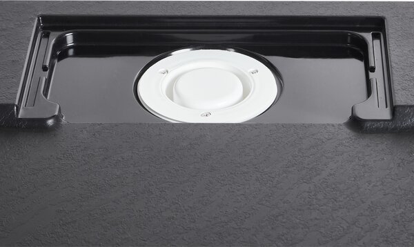 Sprchová vanička s odtokom čierna SMC 80 x 100 x 3 cm obdĺžnikový tvar efekt prírodného kameňa minimalistický štýl kúpeľňa