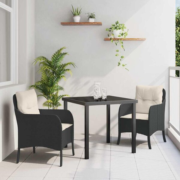Maison Exclusive – Záhradná jedálenská súprava, 3 kusy, čierna, umelý ratan