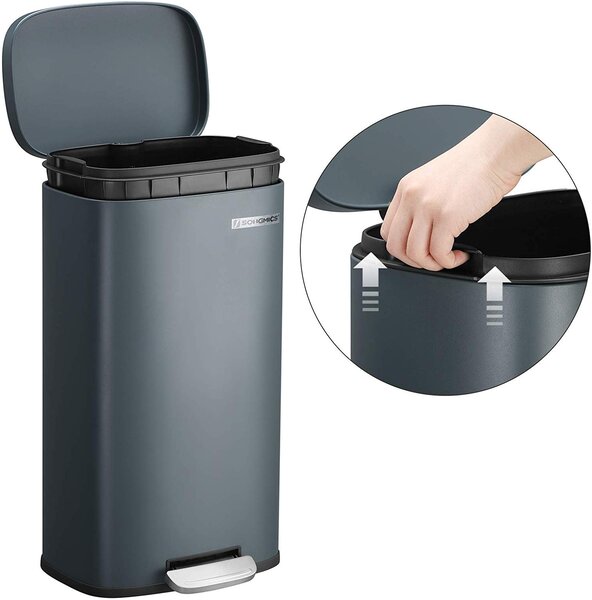 SONGMICS Odpadkový kôš s vekom LTB03GS 30 L, šedý