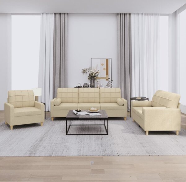 Maison Exclusive – 3-dielna sedacia súprava s vankúmi, krémová látka