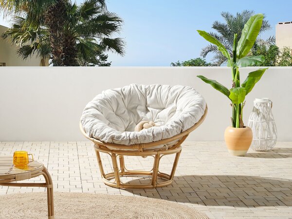 Vonkajší podsedák na záhradné kreslo svetlobéžový polyester bavlna boho štýl záhrada balkón terasa