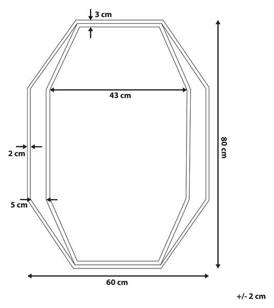 Nástenné závesné zrkadlo osemhranné sivé 80 x 60 cm kovové dekoratívne moderný minimalistický štýl