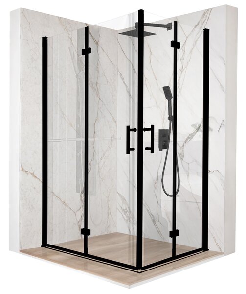 Sprchový kút 120x80cm otoné dvere ierne ESG 6mm sklo + povrchová úprava