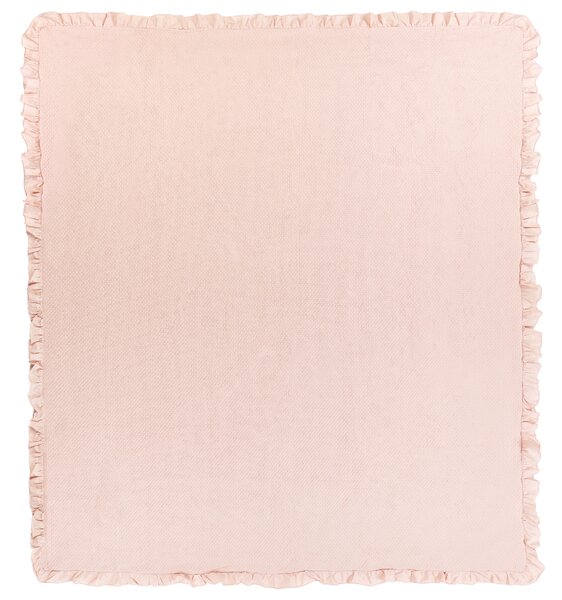 Deka pastelová ružová bavlnená 200 x 220 cm posteľná prikrývka s ozdobným volánom spálňa