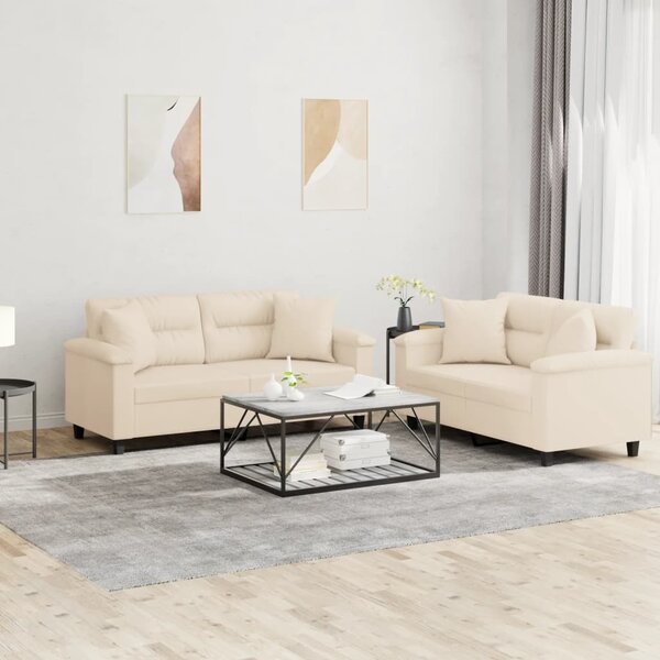 Maison Exclusive – 2-dielna sedacia súprava s vankúšmi, béžová mikrovlákna