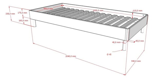 Biela jednolôžková posteľ z bukového dreva bez čela s roštom 90x200 cm Forrest – Vipack