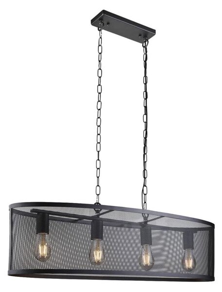 Searchlight - Luster na reťazi FISHNET 4xE27/60W/230V čierna