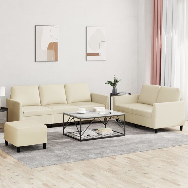 Maison Exclusive – 3-dielna sedacia súprava s vankúšmi, krémová umelá koža